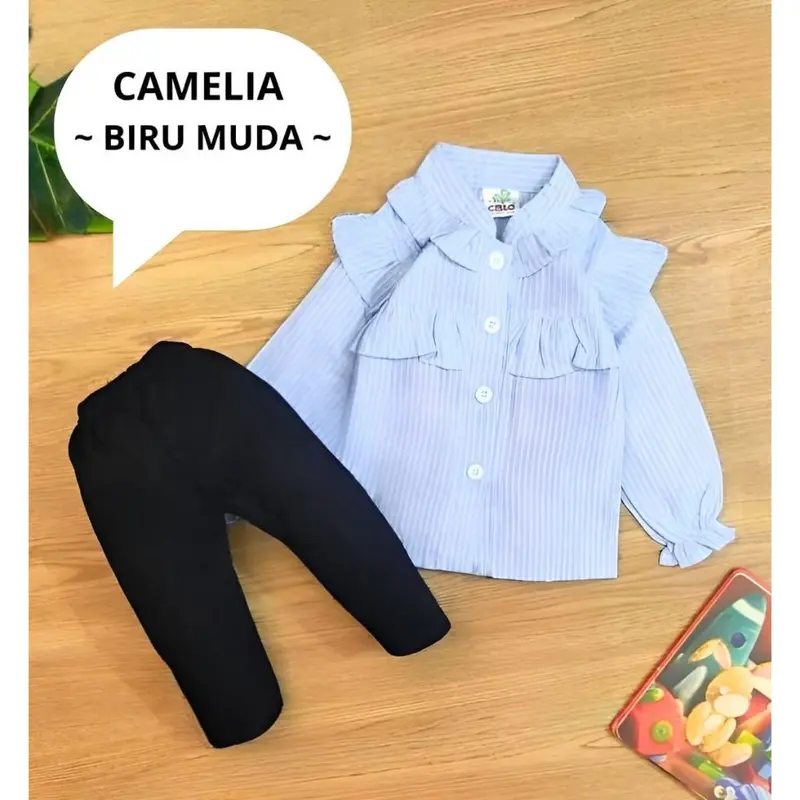 Setelan Baju Anak Perempuan / Baju Bayi Cewek Atasan Lengan Dan Celana Panjang Motif Duck Hat Usia 0-18 Bulan 2