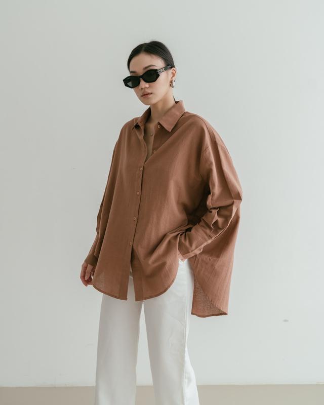 [Seminggu.rtw] Pocca Oversized Shirt / Atasan Wanita / Kemeja Lengan Panjang Wanita / Kemeja Linen / Kemeja Oversized 4