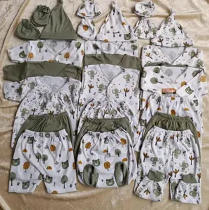 baju newborn  paket 33pcs warna sage elephant