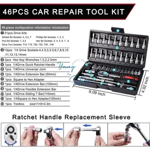 YGS-D213-Kunci shock 46pcs Mobil Motor Lengkap Socket Tools Kit Set Pas Ring