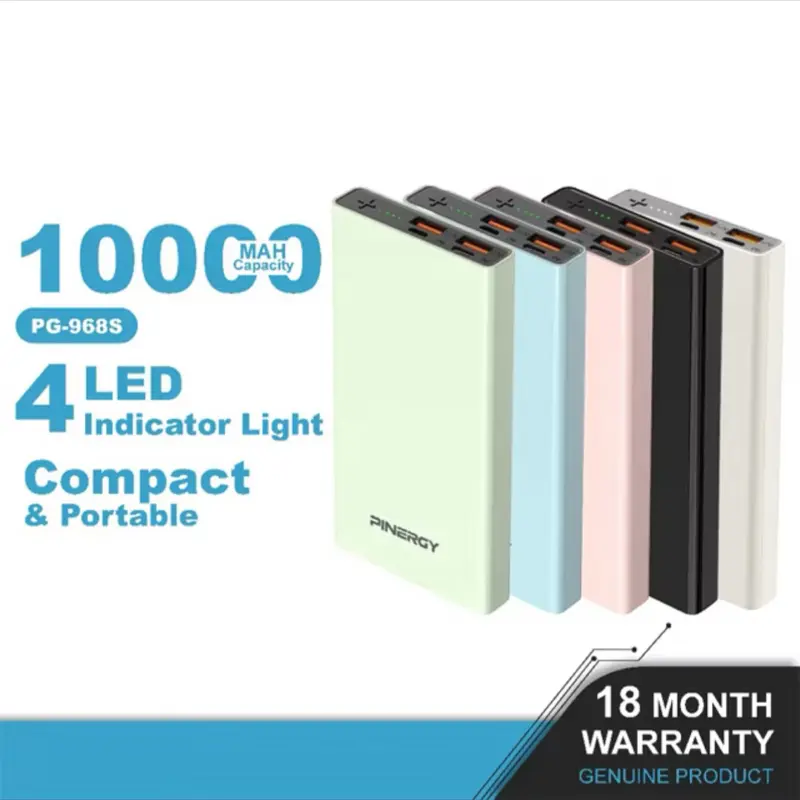PINERGY 10000mAh PowerBank With 4 LED Indicators Battery Display | PG968S