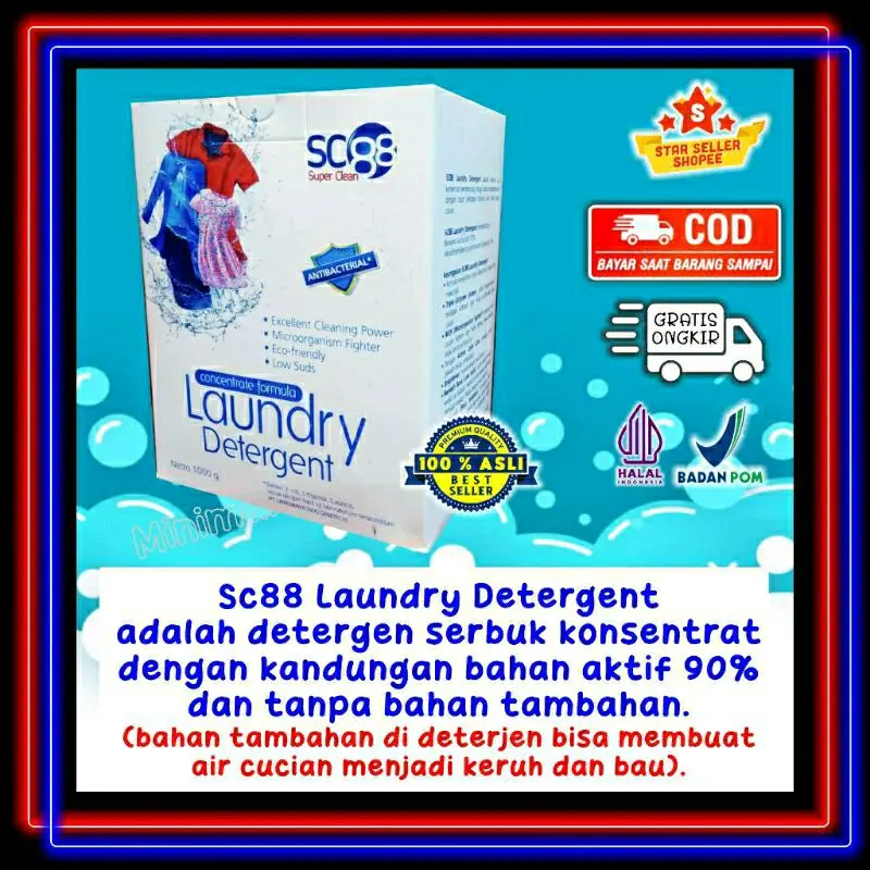 CNI Sc88 Detergent Sabun Cair dan Bubuk Pakaian Pemutih dan Penghilang Noda (1kg/800ml) Cuci Laundry Liquid Deterjen 6