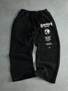 Pantalones deportivos para hombre con estampado de cruz, cintura con cordón, corte regular, cómodos y casuales para uso diario, pantalones para otoño e invierno