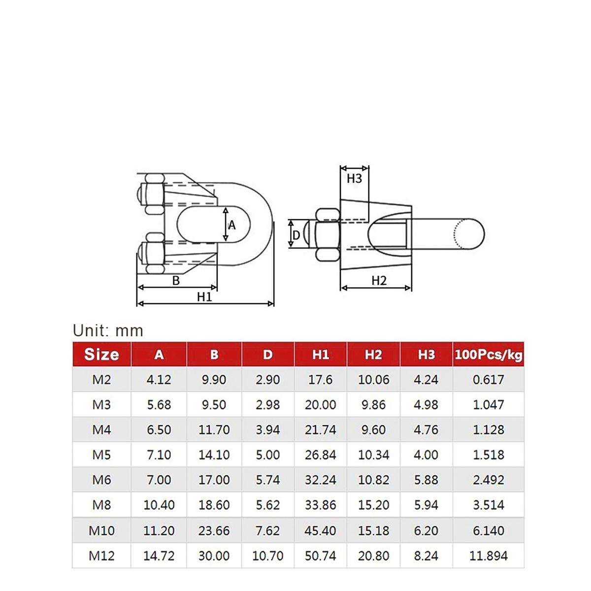 5PCs Klem Sling Seling Kuku Macan 2mm 4mm 5mm 6mm 8mm 10mm 12mm Baja Tahan Karat 304 Penjepit Tali Kawat Baja Anti Karat Kuat