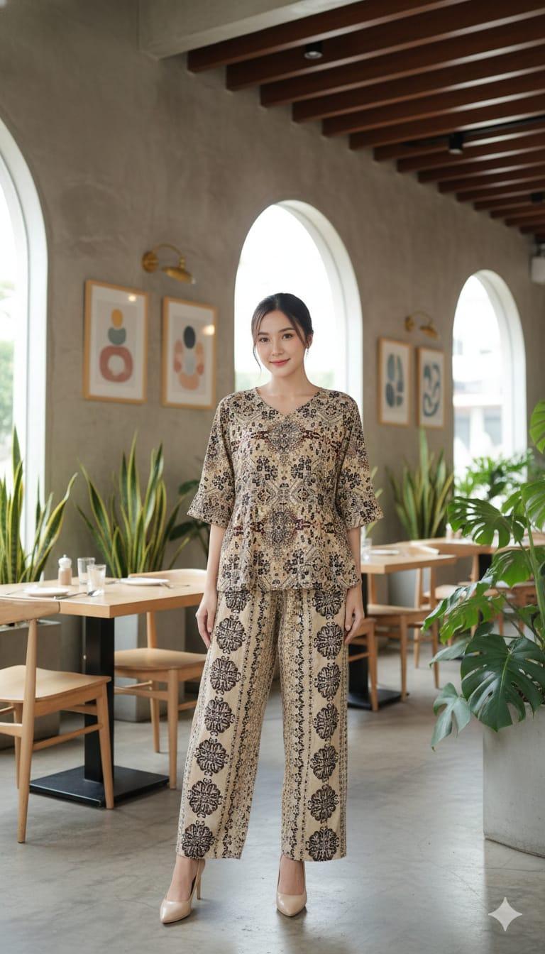 One Set Keisya Bahan Rayon Premium Lengan 7/8 Setelan Terbaru Kekinian