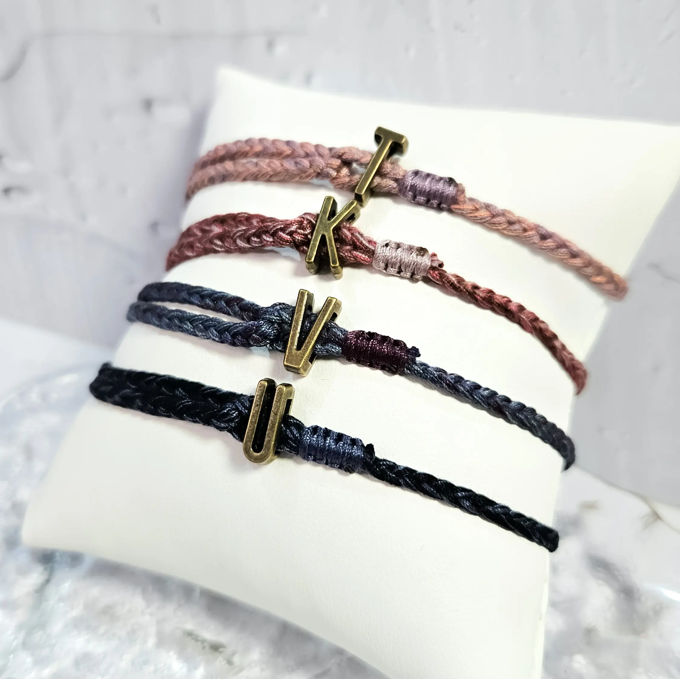 Double Braid Initial Bronze Bracelet | Gelang Huruf | Gelang Couple