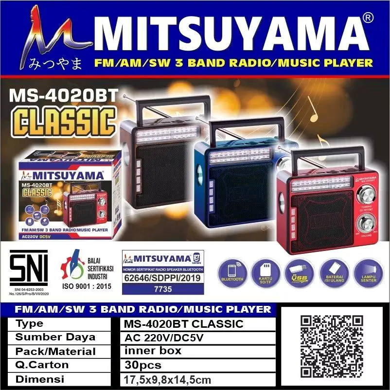 Radio mitsuyama model Classic MS 4020 BT