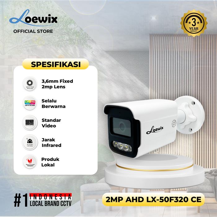 Gambar LOEWIX Kamera CCTV 2MP AHD Outdoor Waterproof - Kamera Pengawas Keamanan Analog - LX-50F320CE dari Loewix Kota Administrasi Jakarta Utara Tokopedia