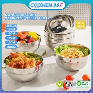 【COD】Mangkok Korea Stainless Steel Tebal / Mangkuk Dua Lapis Anti Panas 12cm/14cm/16cm/18cm/20cm