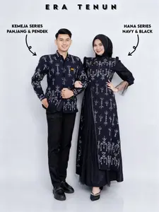BAJU TENUN COUPLE HANA DRESS BLACK X KEMEJA PRIA DRESS KONDANGAN