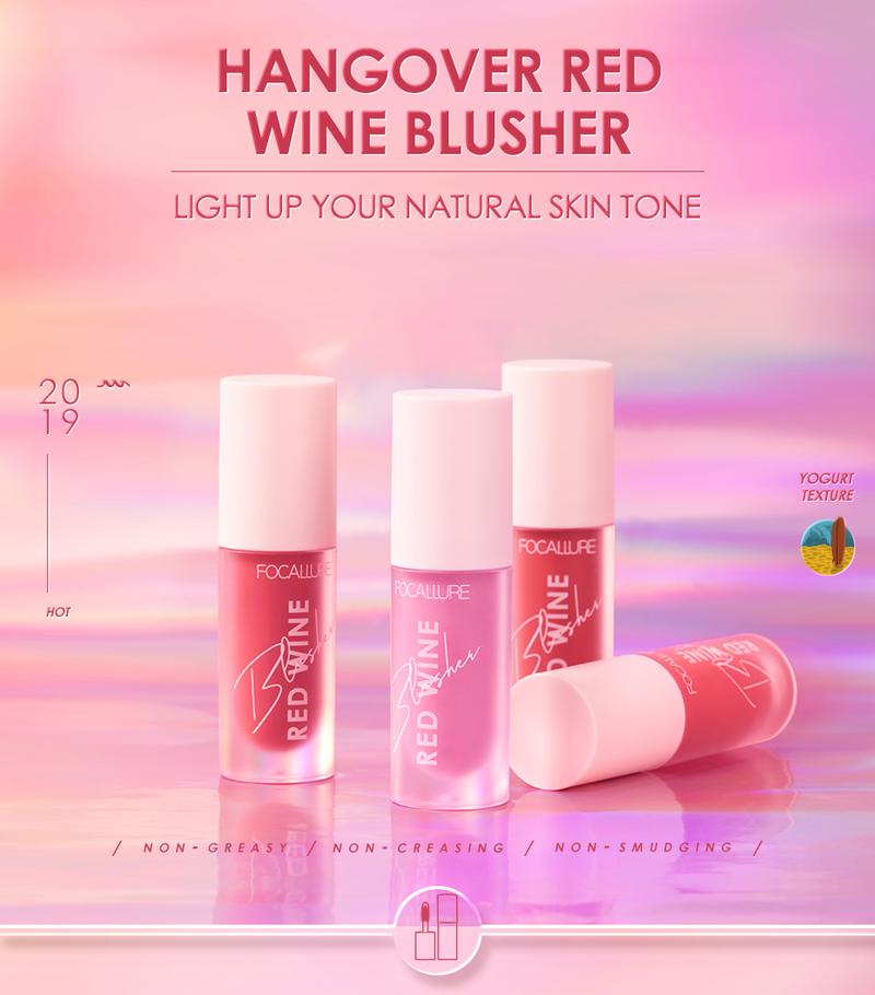 Product Introduction of 【Buy 3 Get Free Highlighter】FOCALLURE Liquid Blush HANGOVER RED WINE Natural Cheek Tint Blusher Matte Cream On Face Make Up Cosmetics 26