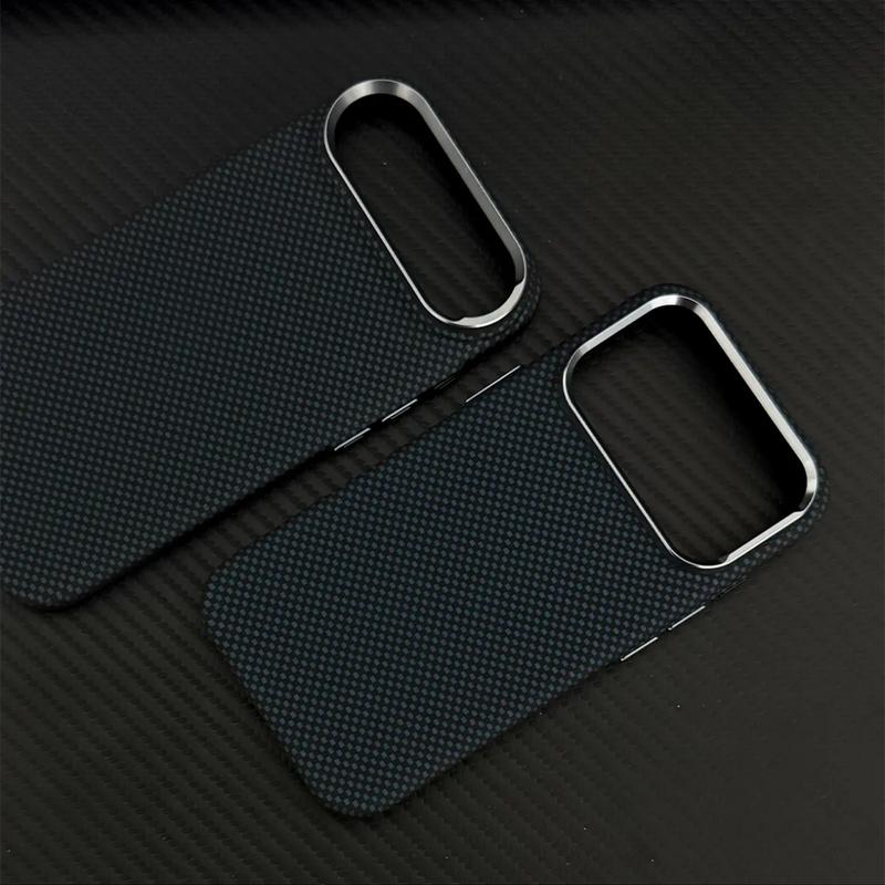Họa tiết sợi carbon phù hợp cho iPhone Air, hỗ trợ sạc từ tính tích hợp; tương thích với 17 Pro và 17 Pro Max; họa tiết Kevlar; vỏ cứng PC; khung kim loại.