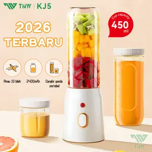 TNW KJ5 Juice Blender Portable Jus Belender Buah 6 Pisau Mini Juicer Ice Crushing 2400mah Rechargeable 450ml
