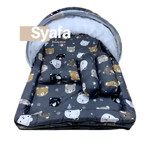 Kasur Set Bayi Model Kolam dengan Kelambu Anti Nyamuk dan Bantal Guling - Laki-Laki, Tidur