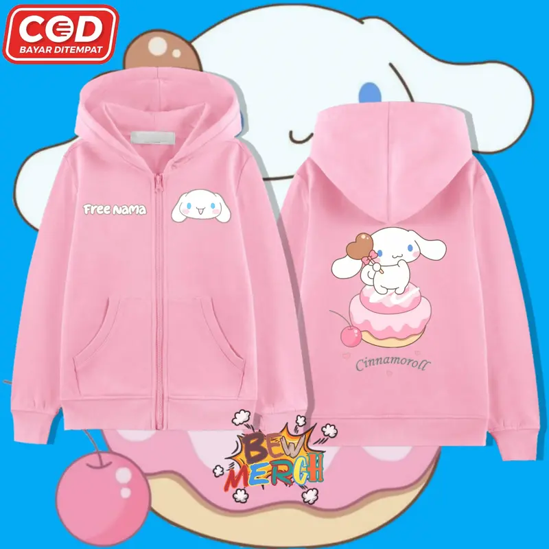 Hoodie Zipper Anak Cinnamorol / Jaket Resleting Cinnamorol Sweater Fashion 0