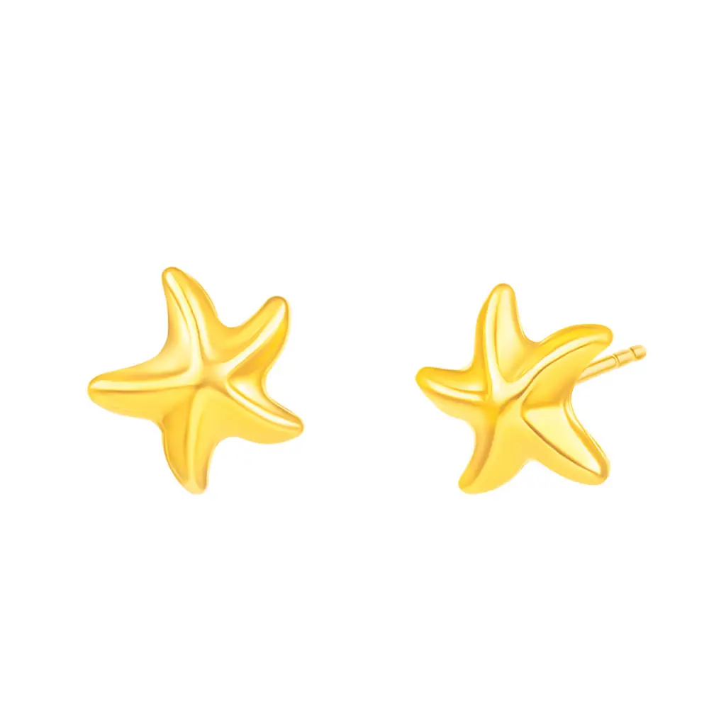 916 Gold Adorable Starfish Earrings