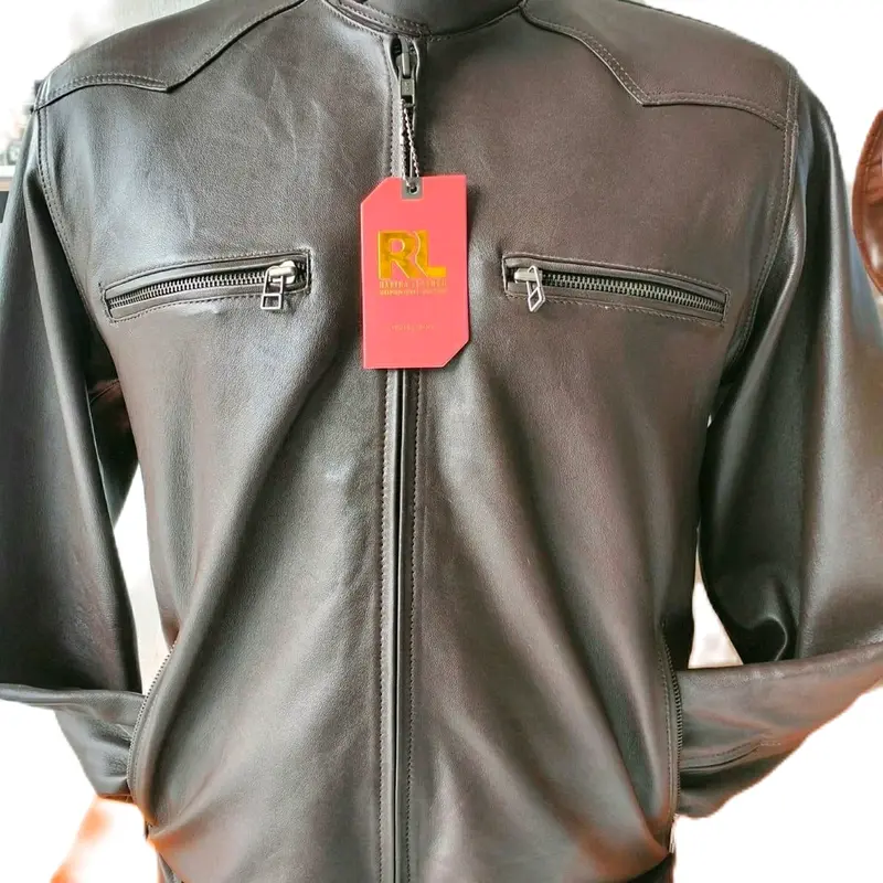 jaket kulit domba garut hitam dan coklat 0