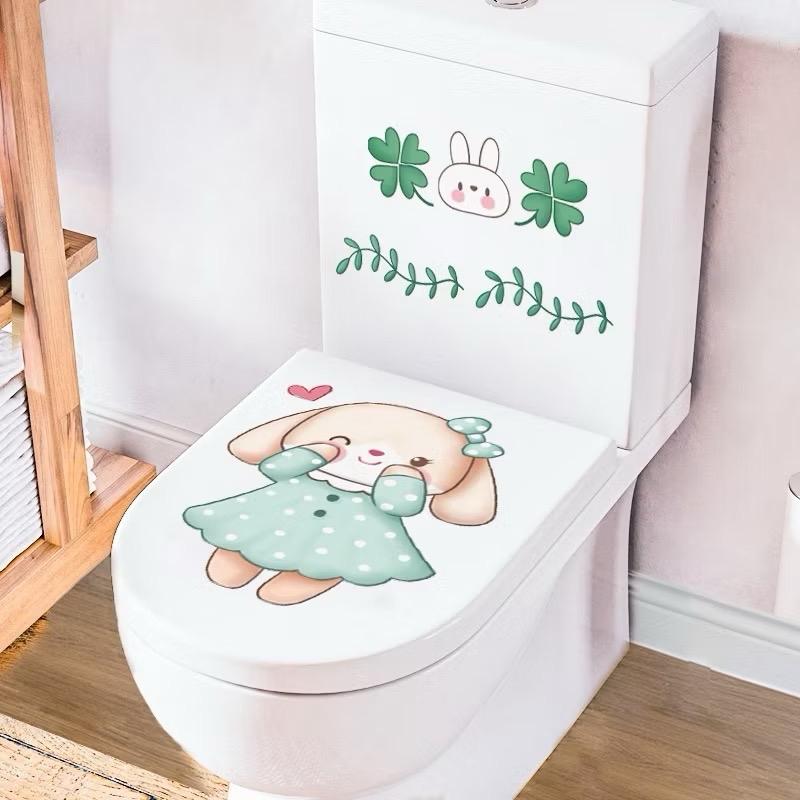 decal dán toilet trang trí dễ thương,chất liệu pvc không thấm nước