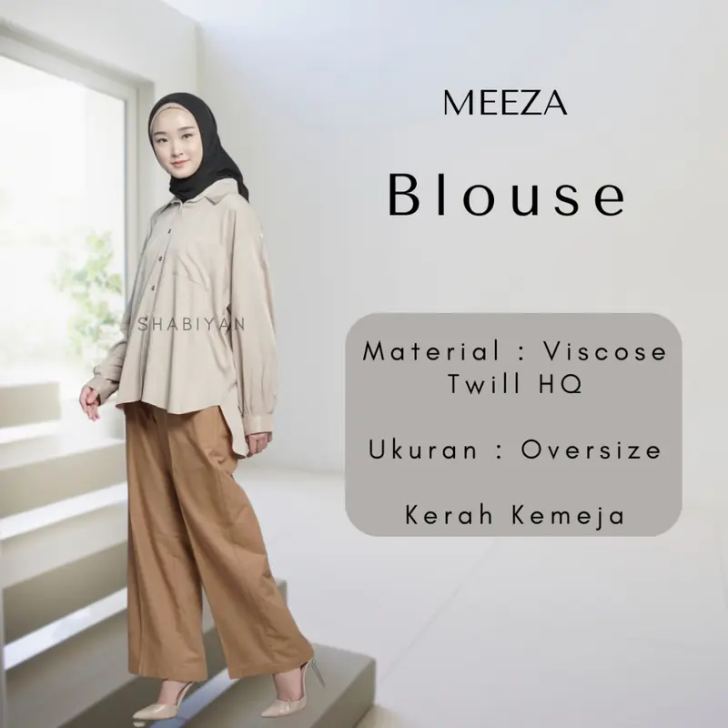 Shabiyan Atasan Kemeja Wanita Polos Jumbo Viscose Twill - Meeza 3