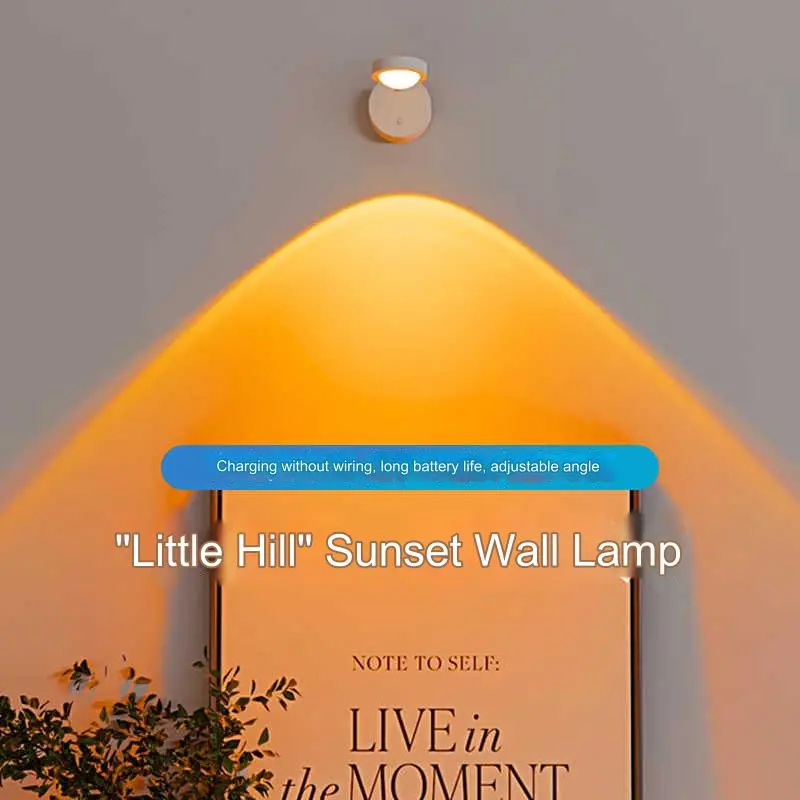 Rechargeable wall lamp without wiring sunset atmosphere wireless remote control spotlight bedroom living room background wall decoration painting lamp