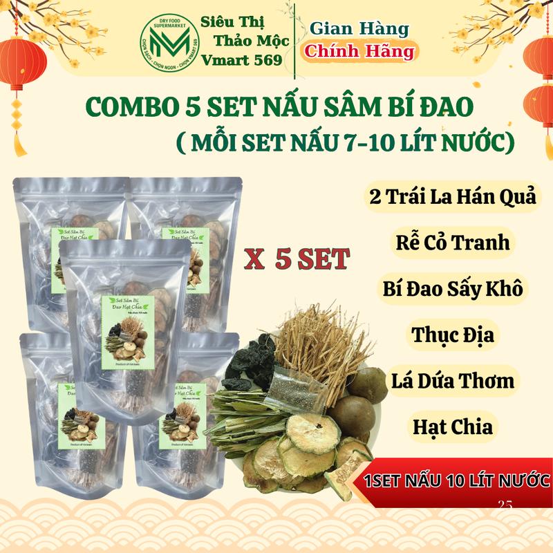  Combo 5 Set nguyên liệu nấu sâm bí đao hạt chia Vmart 569 nấu được 10 lít nước Nước Trà Tea Chè 