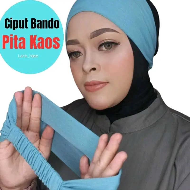 Ciput pita kaos bando karet belakang daleman kerudung anti pusing bandana hijab Dalaman Instan 1