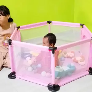 Kolam Mandi Bola Anak Playpen Hexagon Pagar Stainlessteel Pembatas Bayi Pengaman