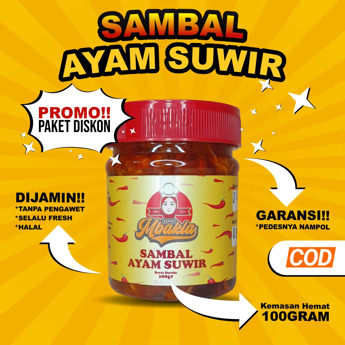 Dapur Mbakla Sambel Ayam Suwir 100 gram - Sambal Ayam Suwir