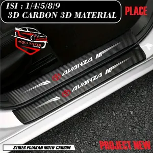 9pcs Promo Stiker Sill Plate Mobil Avanza Toyota Stiker Pijakan Kaki Mobil Aksesoris Karbon 3D Car