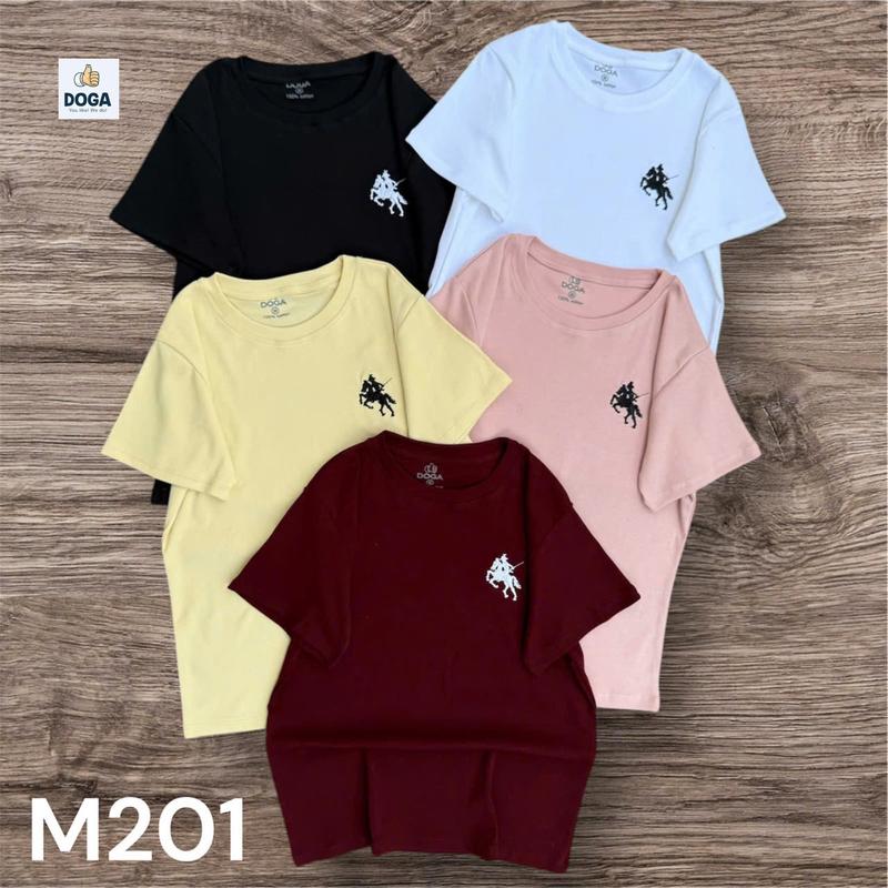 Áo thun babytee thêu họa tiết kỵ sĩ cao cấp DOGA 5 size đủ màu chất COTTON BORIP mềm mát M201