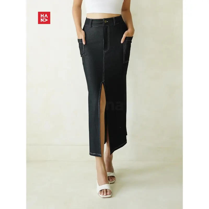 Hana Fashion - Sienna Maxi Skirt/ Rok Panjang Wanita - SK250 Rok Denim 3