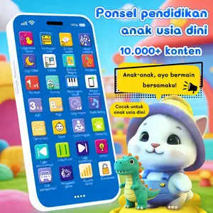 Toy Tablets & Computers Ponsel Pendidikan Anak dengan Fitur Volume yang Bisa Disesuaikan, Tidak Merusak Pendengaran Anak, Ada Ribuan Konten Edukasi Menarik: Lagu Cerita Belajar Huruf Angka Hewan, Desain Anti Slip Mudah Digenggam hpanak