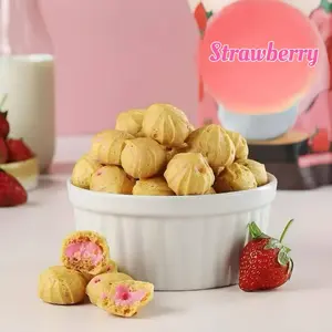 COD Halal Soes Coklat Cokelat/strawberry / mix rasa/halal Kue Sus Kering Isi soes coklat lumer 1 kg （Cemilan keluarga, cocok untuk dewasa dan anak-anak） Chocolate Food Makanan Snack Manis soes cokelat 1 kue soes coklat Toples Biskui