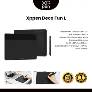 XPPen Deco Fun Series L Graphic Drawing Pen Tablet - Black/Hitam
