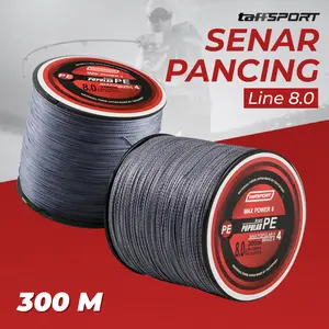 TaffSPORT SENAR PANCING PE 300 Meter 500 M Senar Tali Benang Pancing Kuat Anti Keriting Warna Abuabu