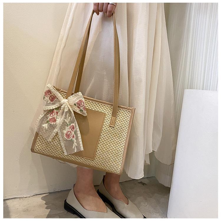 Aldawaar Daisy Straw Bucket Travel Dinner Office Bag Top-hanlde Tote Shoulder Women Handbag Beg Tangan Wanita 7G3 5