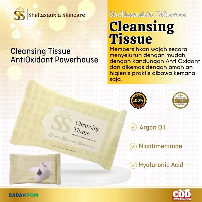 ￼SSSKIN CLEANSING TISSUE / Tisu Wajah Ss Skin by Shella Saukia Muka Remover Kusam Kering 1