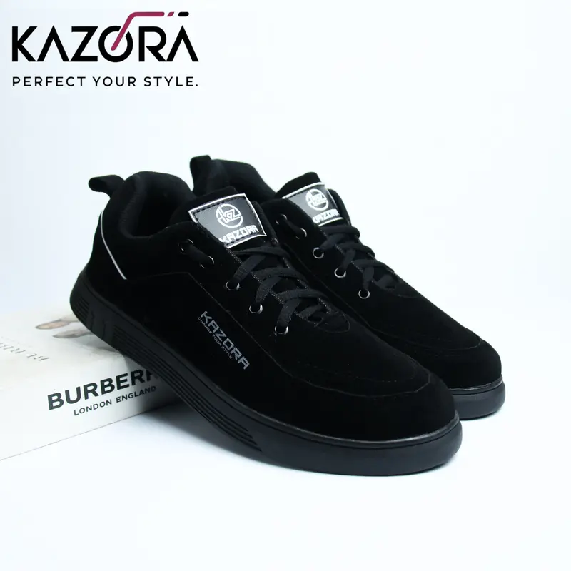 KAZORA Sepatu Sneaker Hitam Original Pria Dan Wanita Kualitas Premium  Sepatu Cowok Cewek Sekolah KAZORA SIDNEY HITAM 36