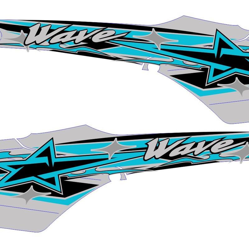  NHÃN DÁN XE WAVE NGÔI SAO ĐEN BẠC XANH  TEM 3 LỚP  CHỐNG THẤM NƯỚC  BỀN MÀU 