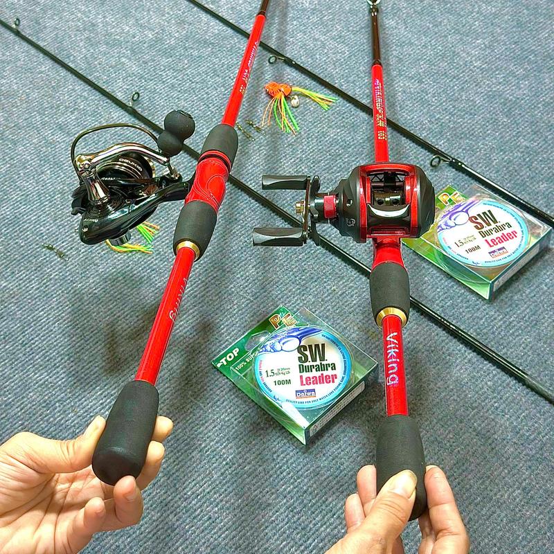Combo Cần Lure Máy Đứng Và Máy Ngang VIKINH HOẢ THẦN Và Máy Deukio AC kèm Phụ Kiện Giá rẻ Bắt Cá Đi Câu Fishing Câu Cá