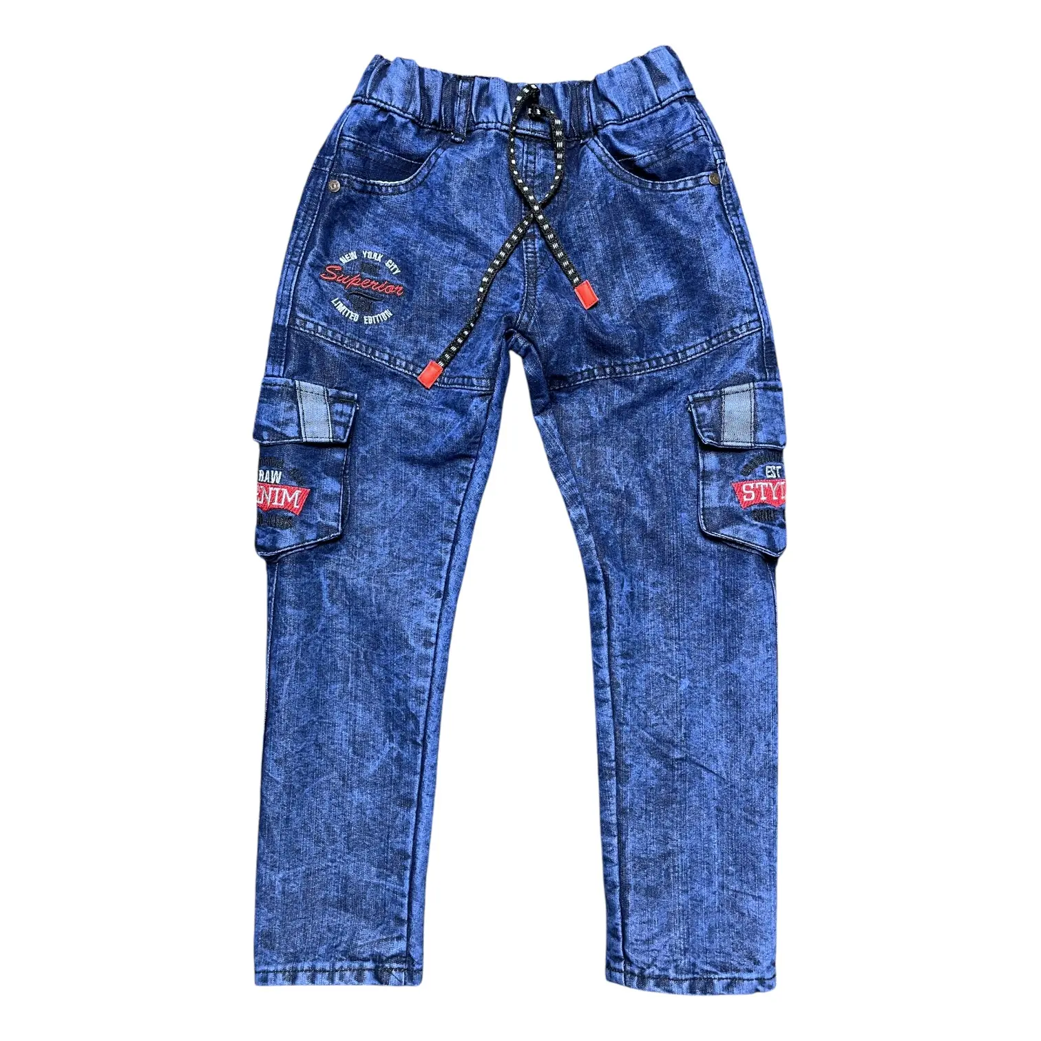 CELANA JEANS DENIM ANAK LAKI-LAKI Motif Bordir USIA 5-12 TAHUN PANJANG KARGO MODEL FASHION KEKINIAN, PJKK20