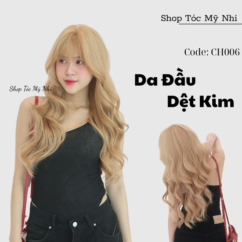 Tóc Giả Mỹ Nhi Nguyên Đầu Da Đầu Dệt Kim CH006 Xoăn Lọn Sóng 60cm Wig