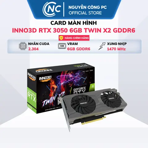 Card Màn Hình VGA INNO3D GEFORCE RTX 3050 6GB TWIN X2 GDDR6 - BH 36 Tháng
