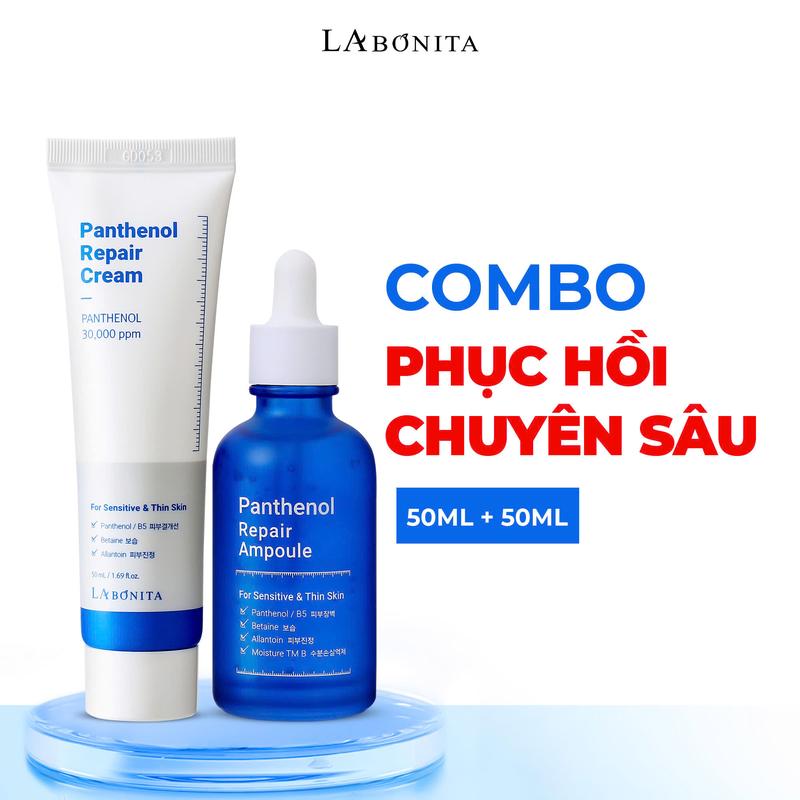 COMBO Ampoule B5 & Kem dưỡng LaBonita Vital Panthenol Repair 50ml - Bộ Đôi Hỗ Trợ Phục Hồi Chuyên Sâu Cho Da serum