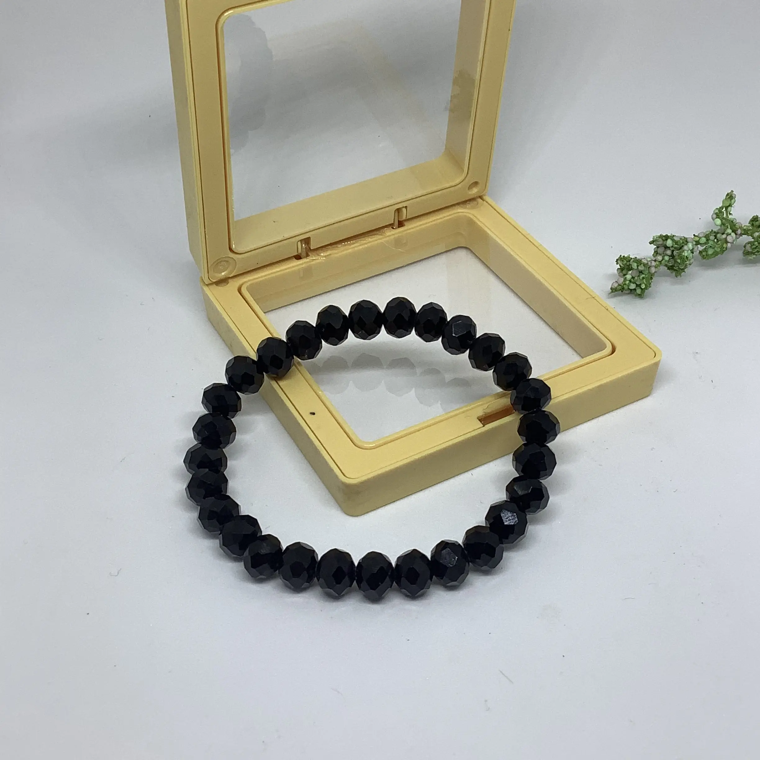 Gelang Kristal Mewah  BLACK DOFF - Unik Doff Trending 8mm - 17 warna Aksesoris batu