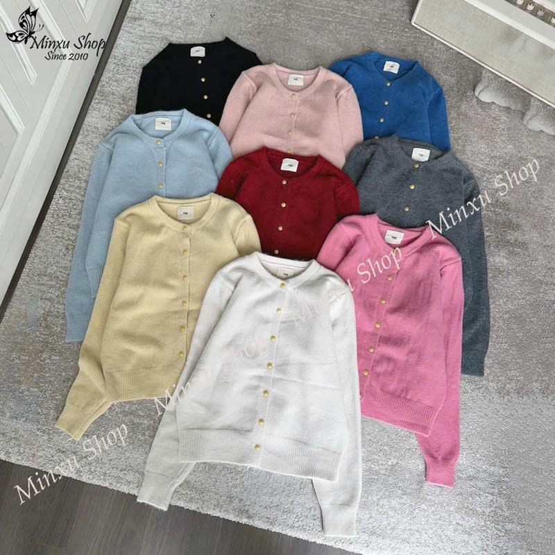 Áo Khoác Len Cardigan Nữ Tag EGG Cúc Đồng Chất Len Dày Mềm Hàng QC Minxu Shop CK40