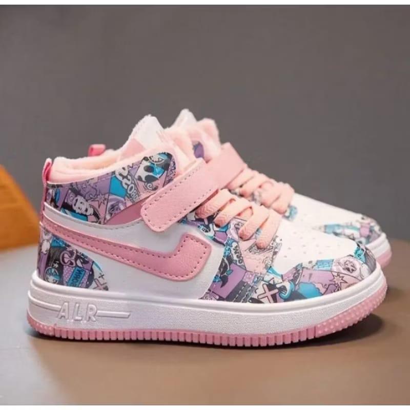 COD Sepatu Sneakers Anak Perempuan Sepatu Motif Dodle Terbaru Sepatu Sekolah Kekinian 3