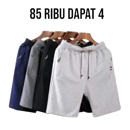 Promo 4 pcs celana pendek pria wanita dewasa santai baby terry saku resleting Casual Nyaman Slim Boxer