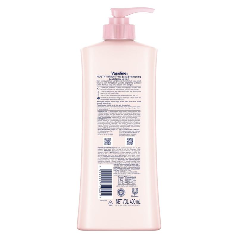 Vaseline Healthy Bright HAND BODY LOTION UV Extra Bright with Sunscreens&Niacinamide 400ml 6