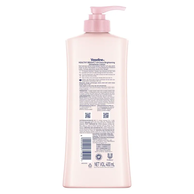 Vaseline Healthy Bright HAND BODY LOTION UV Extra Bright with Sunscreens&Niacinamide 400ml 6